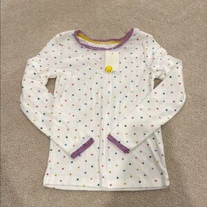 Boden Kids White Star Print Long Sleeve Pajama Top